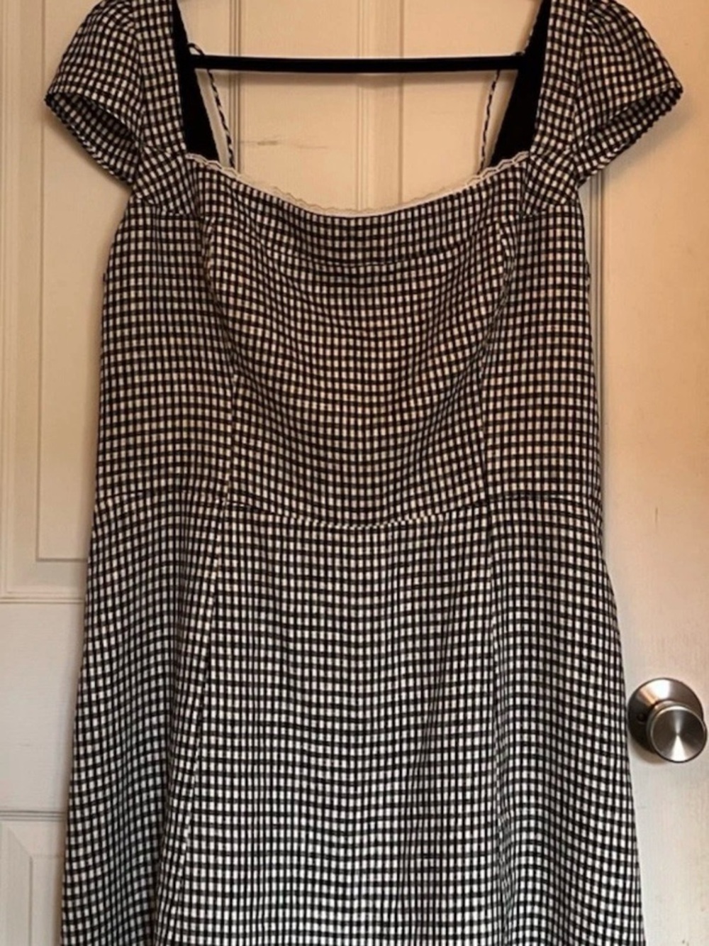 NWOT Reformation Loula Linen Dress Sample | Sz 14 | remy check / black gingham - Picture 2 of 7
